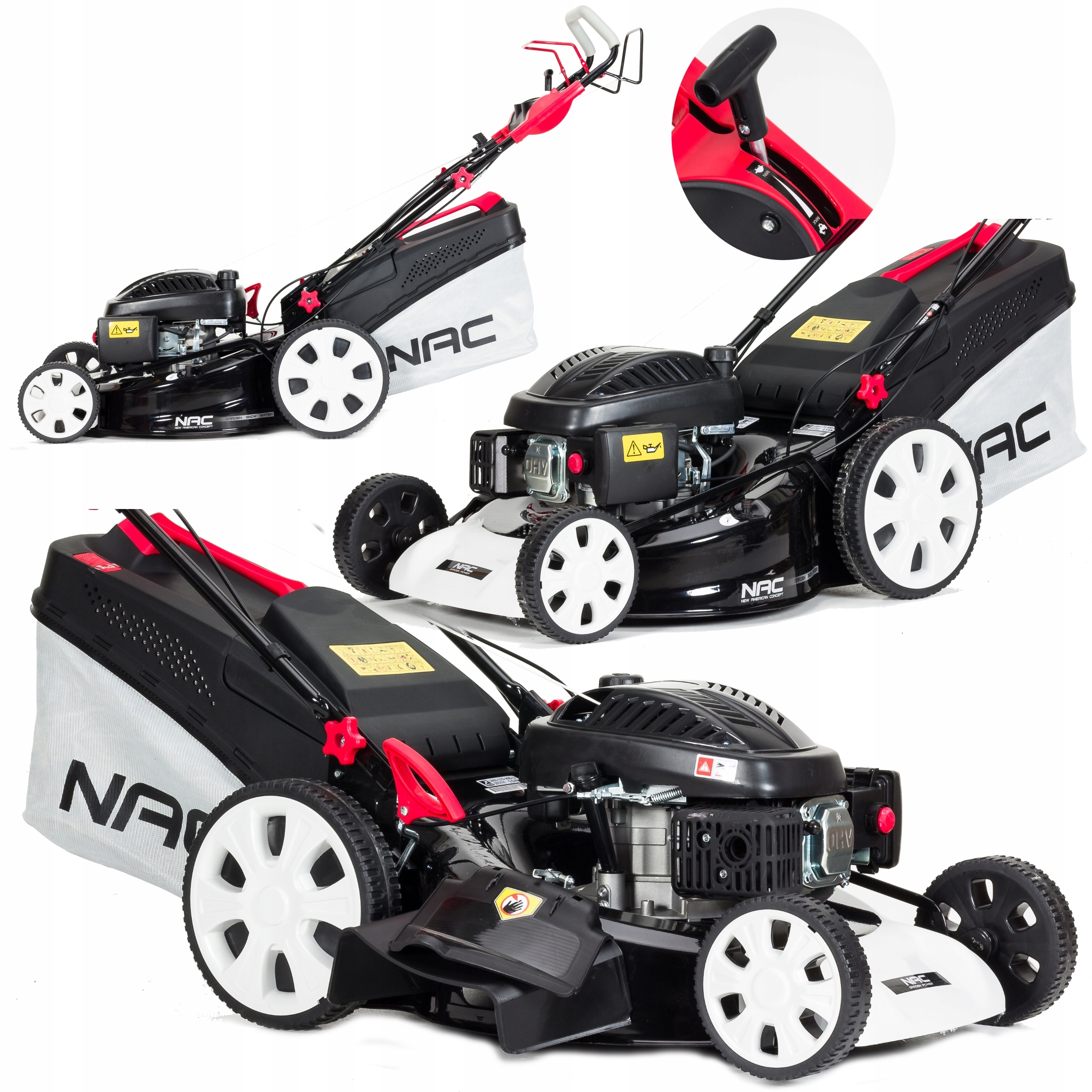 Benzínová kosačka na trávu NAC LS55 6,00 HP 175 cm³ so 70 l košom, pohon kolies